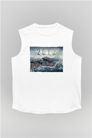 Unisex 2012 Baskılı Beyaz Kolsuz Tshirt