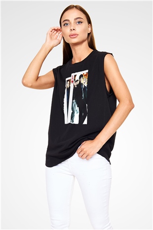 Unisex 21 Baskılı Siyah Kolsuz Tişört