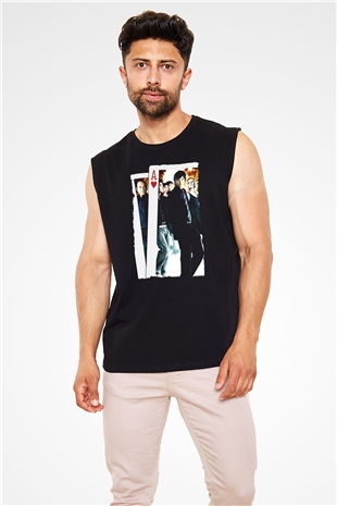 Unisex 21 Baskılı Siyah Kolsuz Tişört