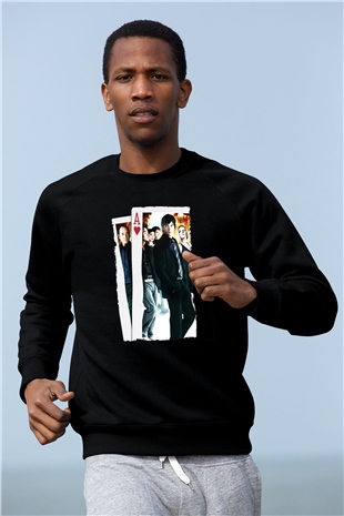 Unisex 21 Baskılı Siyah Sweatshirt