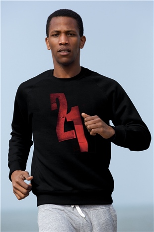 Unisex 21 Grams Baskılı Siyah Sweatshirt
