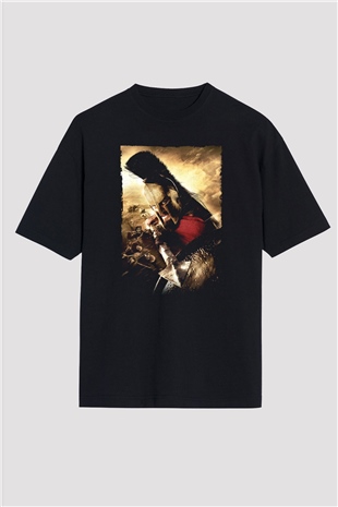 Unisex 300 Baskılı Siyah Oversize Tshirt