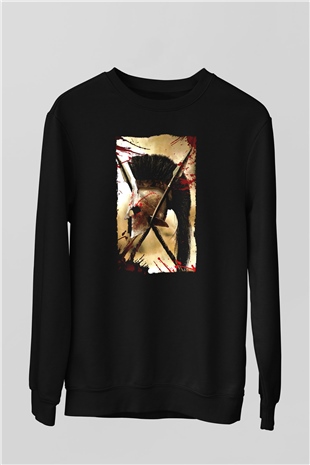 Unisex 300 Baskılı Siyah Sweatshirt