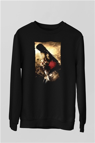 Unisex 300 Baskılı Siyah Sweatshirt