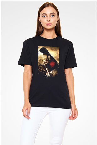 300 Baskılı Siyah Tshirt