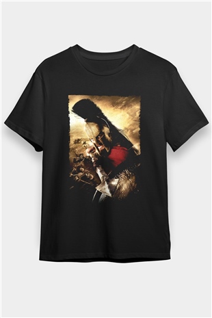 300 Baskılı Siyah Tshirt