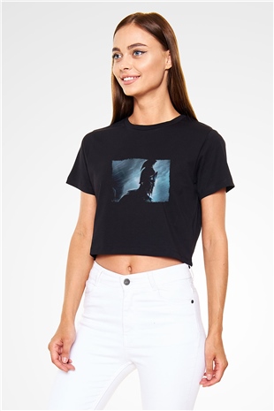 Unisex 300 Bir İmparatorluğun Yükselişi Baskılı Siyah Crop Top Tişört