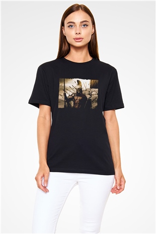 300 Spartalı Baskılı Siyah T-shirt