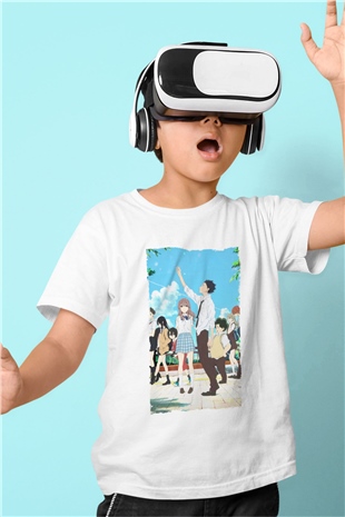 Unisex A Silent Voice Baskılı Beyaz Çocuk Tshirt