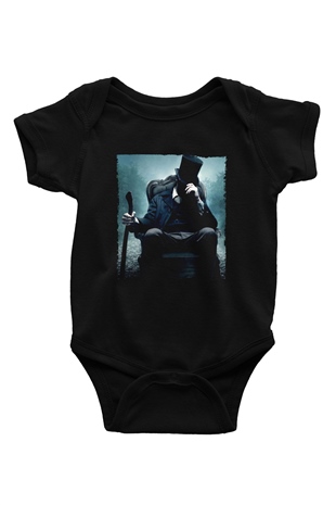 Unisex Abraham Lincoln Vampir Avcısı (Abraham Lincoln Vampire Hunter) Baskılı Siyah Bebek Body - Zıbın