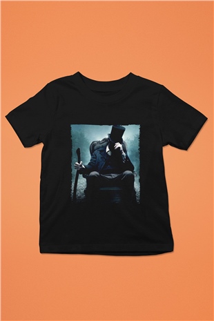 Unisex Abraham Lincoln Vampir Avcısı (Abraham Lincoln Vampire Hunter) Baskılı Siyah Çocuk T-shirt