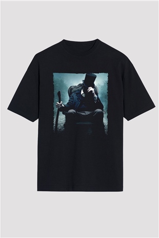 Unisex Abraham Lincoln Vampir Avcısı (Abraham Lincoln Vampire Hunter) Baskılı Siyah Oversize T-shirt