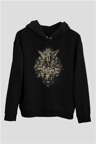 Unisex Açlık Oyunları (The Hunger Games) Baskılı Siyah Kapüşonlu Sweatshirt