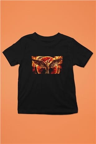 Unisex Açlık Oyunları (The Hunger Games) Baskılı Siyah Çocuk Tshirt