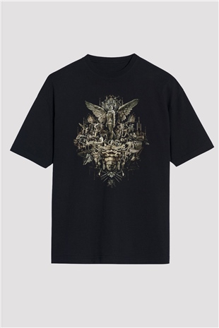 Unisex Açlık Oyunları (The Hunger Games) Baskılı Siyah Oversize Tişört