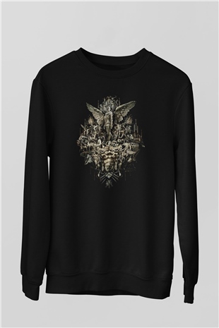 Unisex Açlık Oyunları (The Hunger Games) Baskılı Siyah Sweatshirt