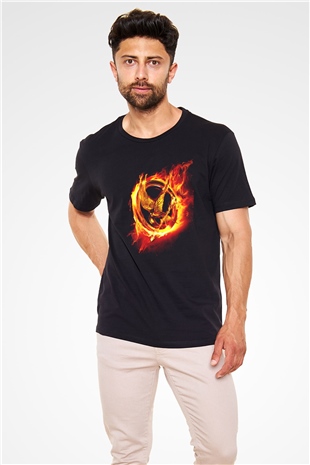 Açlık Oyunları (The Hunger Games) Baskılı Siyah T-Shirt