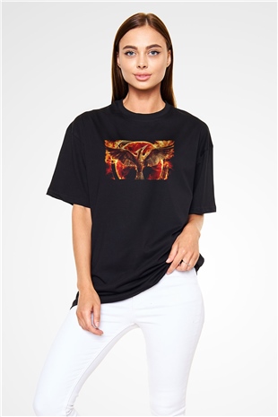 Unisex Açlık Oyunları (The Hunger Games) Baskılı Siyah Oversize Tshirt