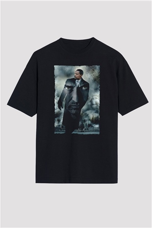 Unisex Adalet Peşinde (Law Abiding Citizen) Baskılı Siyah Oversize Tişört