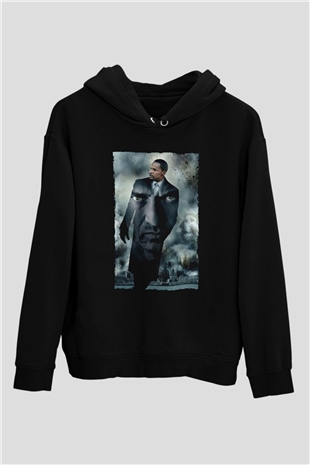 Unisex Adalet Peşinde (Law Abiding Citizen) Baskılı Siyah Kapüşonlu Sweatshirt