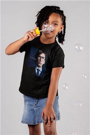 Unisex Adam Driver Baskılı Siyah Çocuk Tişört