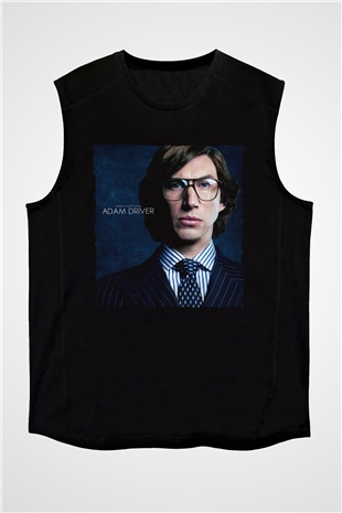 Unisex Adam Driver Baskılı Siyah Kolsuz Tişört