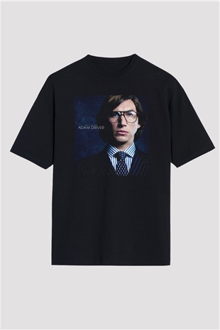 Unisex Adam Driver Baskılı Siyah Oversize Tişört