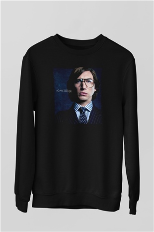 Unisex Adam Driver Baskılı Siyah Sweatshirt