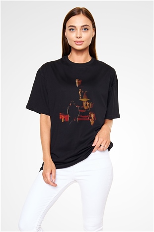 Unisex Affedilmeyen (Unforgiven) Baskılı Siyah Oversize T-shirt