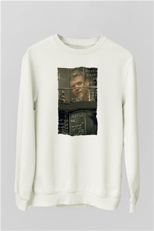 Unisex Akıl Oyunları - A Beautiful Mind Baskılı Beyaz Sweatshirt