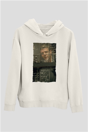 Unisex Akıl Oyunları - A Beautiful Mind Baskılı Beyaz Kapüşonlu Sweatshirt