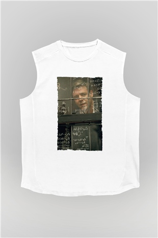 Unisex Akıl Oyunları - A Beautiful Mind Baskılı Beyaz Kolsuz Tshirt