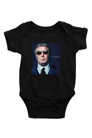 Unisex Al Pacino Baskılı Siyah Bebek Body - Zıbın