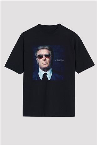 Unisex Al Pacino Baskılı Siyah Oversize T-shirt