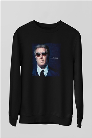 Unisex Al Pacino Baskılı Siyah Sweatshirt