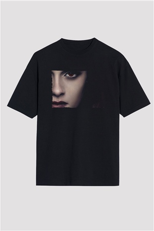 Unisex Alacakaranlık Efsanesi (The Twilight Saga) Baskılı Siyah Oversize T-shirt