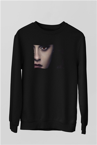 Unisex Alacakaranlık Efsanesi (The Twilight Saga) Baskılı Siyah Sweatshirt