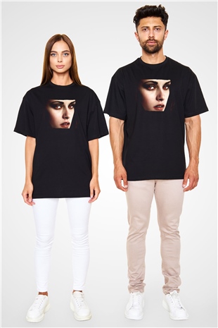 Unisex Alacakaranlık Efsanesi (The Twilight Saga) Baskılı Siyah Oversize Tişört