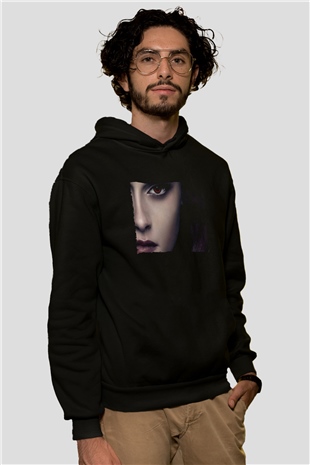 Unisex Alacakaranlık Efsanesi (The Twilight Saga) Baskılı Siyah Kapüşonlu Sweatshirt