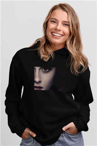 Unisex Alacakaranlık Efsanesi (The Twilight Saga) Baskılı Siyah Kapüşonlu Sweatshirt