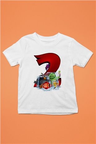 Unisex Angry Birds Baskılı Beyaz Çocuk Tshirt