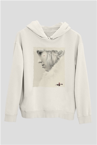 Unisex Anna Baskılı Beyaz Kapüşonlu Sweatshirt