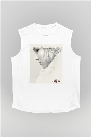 Unisex Anna Baskılı Beyaz Kolsuz T-shirt