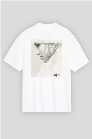 Unisex Anna Baskılı Beyaz Oversize T-shirt