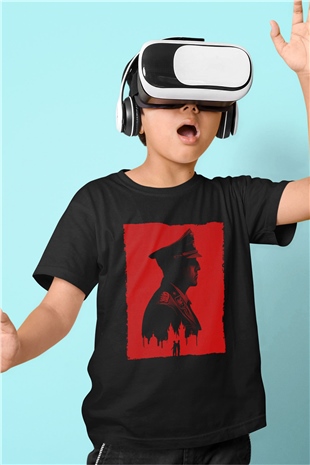 Unisex Anthropoid Baskılı Siyah Çocuk T-shirt