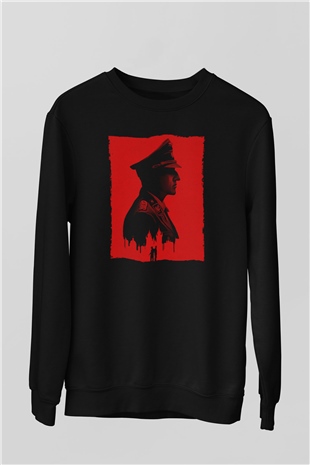 Unisex Anthropoid Baskılı Siyah Sweatshirt