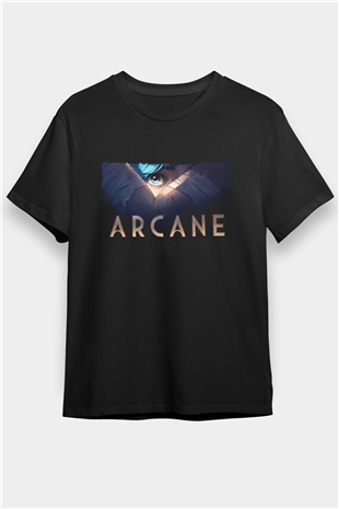 Arcane Baskılı Siyah Tshirt