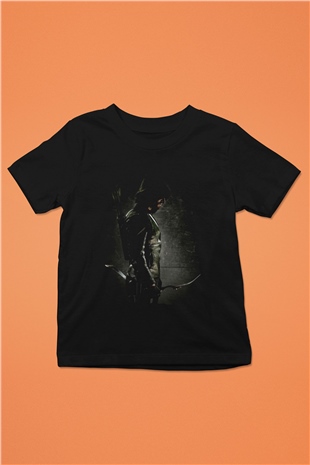 Unisex Arrow Baskılı Siyah Çocuk Tshirt