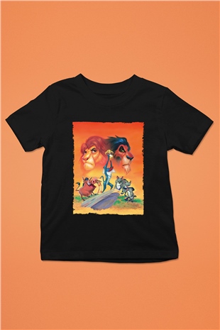 Unisex Aslan Kral (The Lion King) Baskılı Siyah Çocuk Tshirt