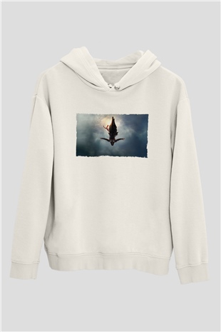 Unisex Assassins Creed Baskılı Beyaz Kapüşonlu Sweatshirt